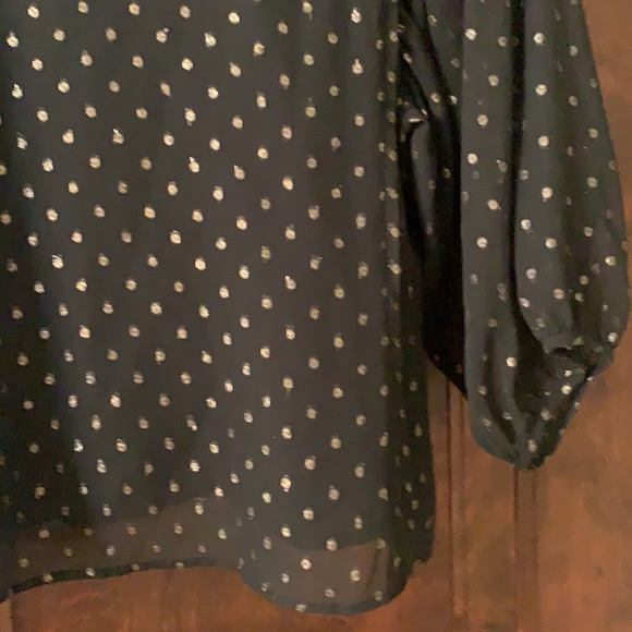 Cynthia Rowley metal contrast black blouse. - Picture 7 of 8